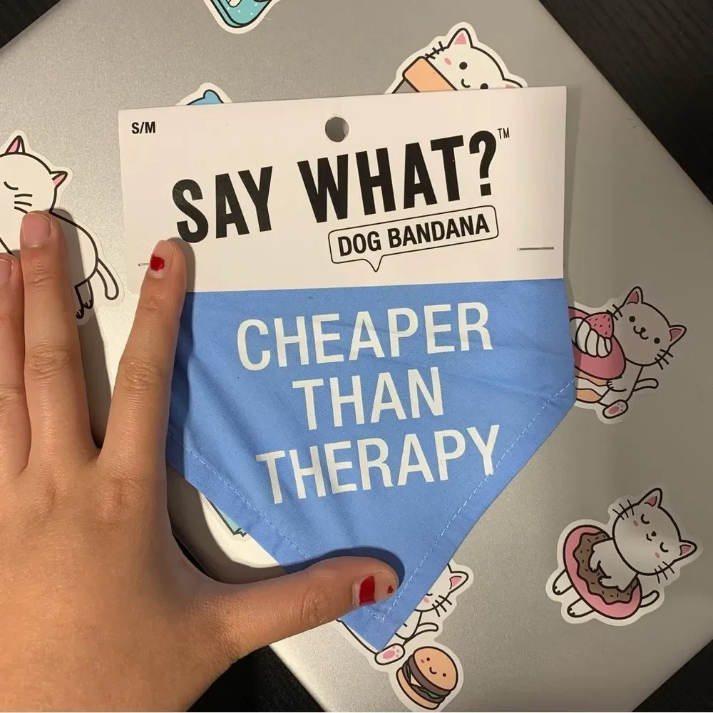 NEW Say what dog bandana cheaper than therapy 100% cotton size S/M - Picture 1 of 2
